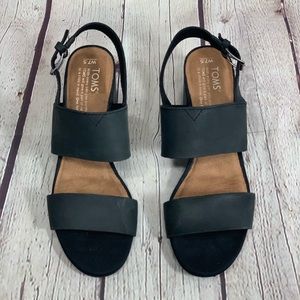TOMS leather Slingback Block Heel Sandals